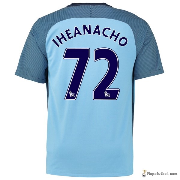 Camiseta Manchester City Replica Primera Ropa Iheanacho 2016/17 Azul